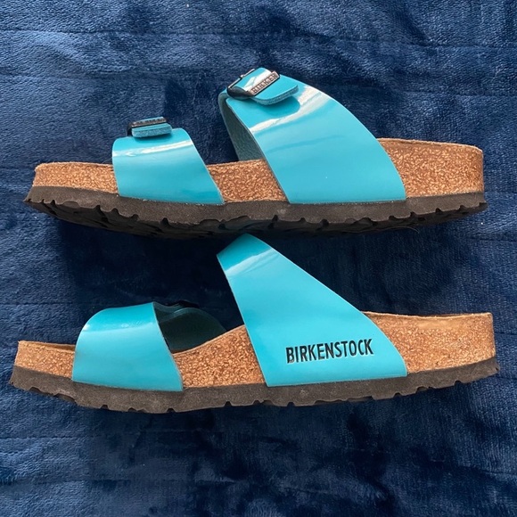 ☀️Birkenstock Arizona 6 Turquoise Patent Leather Sandals with Double Straps ☀️ - Picture 4 of 12